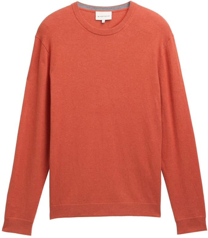 Tom Tailor - Gebreide trui met kasjmier - Maat XXXL - rust red melange