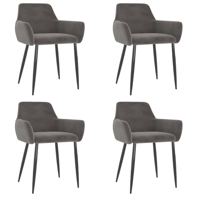 vidaXL Eetkamerstoelen 4 st fluweel donkergrijs