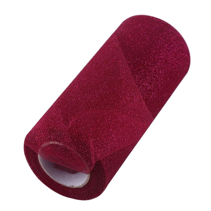 Rouleau de tulle pailleté, bobine de tissu, fournitures de fête, décoration de mariage (Or) rouge vin