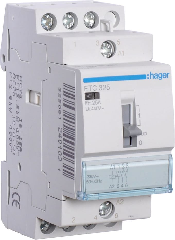Hager Contactor d/n 3x25a - 230v - 3 - ETC325