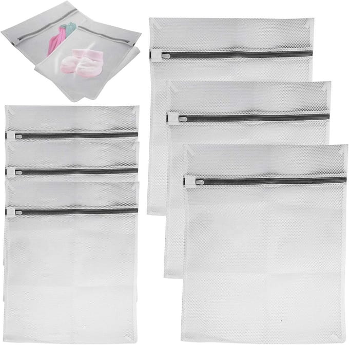 Mesh Waszakken Set - Kleding Beschermers - Wassen Beschermen - Premium Rits - 6 Stuks - Wit
