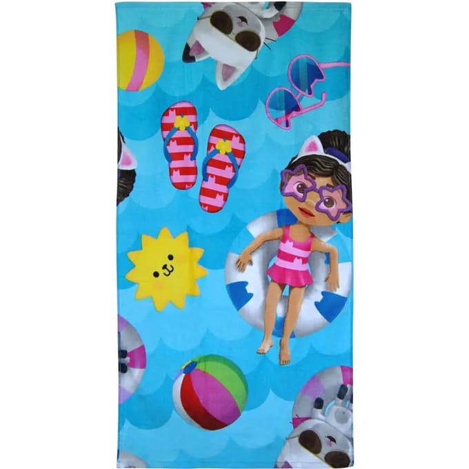 Serviette pour enfants Maison de poupée de Gabby 70 x 140 cm Serviette de bain et de plage