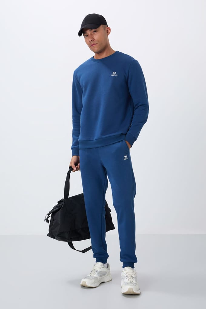 Heren Katoen-polyester Fleece Sweatshirt en Broek Set