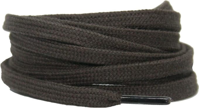 Platte katoenen veters 6mm Donkerbruin 120cm - sneakers