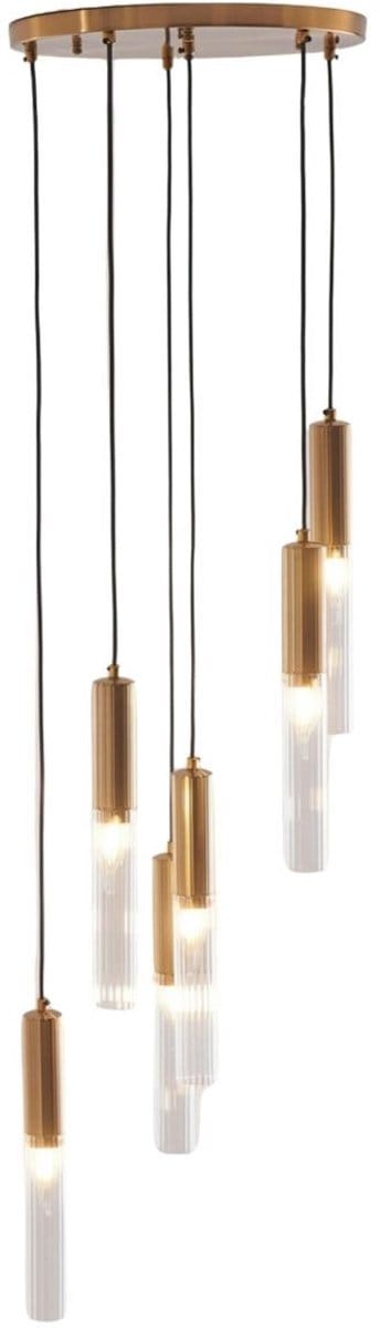 Kosilum - Poggio - Hanglamp - Transparant en goud - Metaal en glas