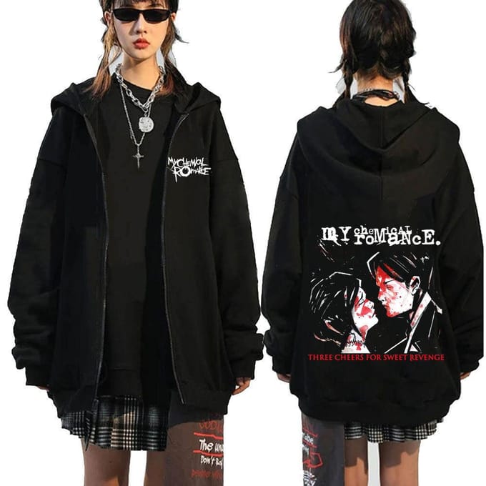 Chemical Romance Mcr Dode Rits Trui Zwart Parade Punk Emo Rock Rits Sweatshirt Mannen M black