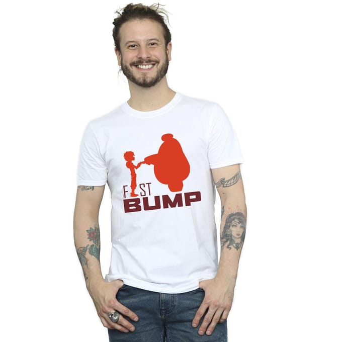 Disney Heren Big Hero 6 Baymax Fist Bump Cutout T-Shirt (Wit)