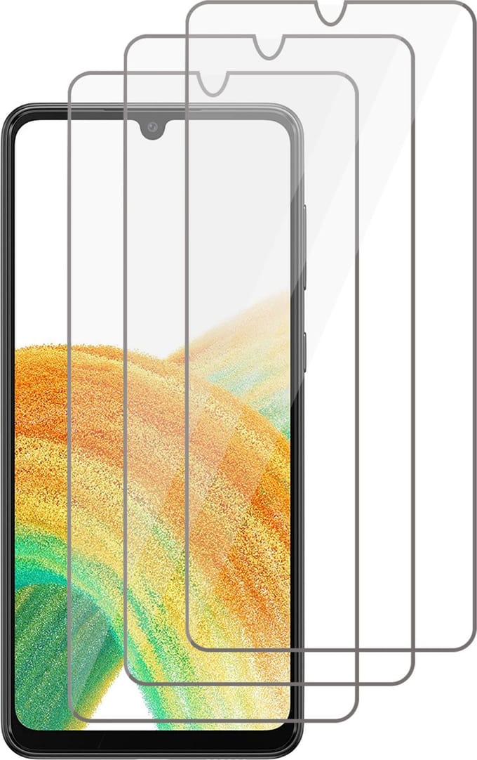 Screenprotector geschikt voor Samsung Galaxy A33 - Gehard Glas Beschermglas Tempered Glass Screen Protector - 3 Stuks