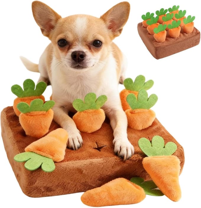 Snuffelmat Honden - Voedselspel Mat Activiteitenmat - Verveling Verminderen - Interactief Voedselspel - 40x40 cm - Bruin