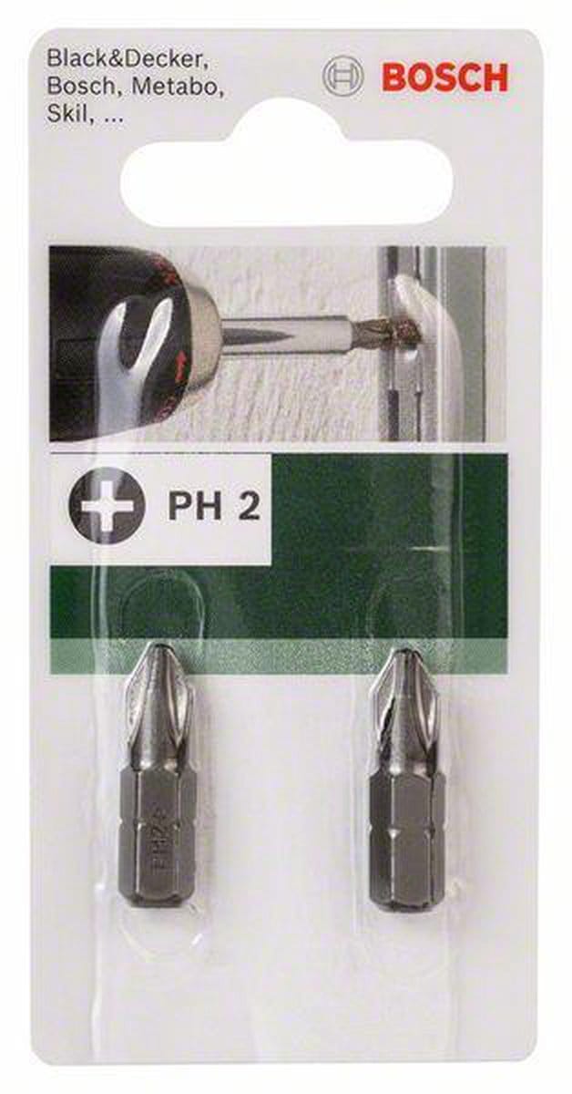 Bosch BITS PH2 25MM 1/4 STANDARD 2STK