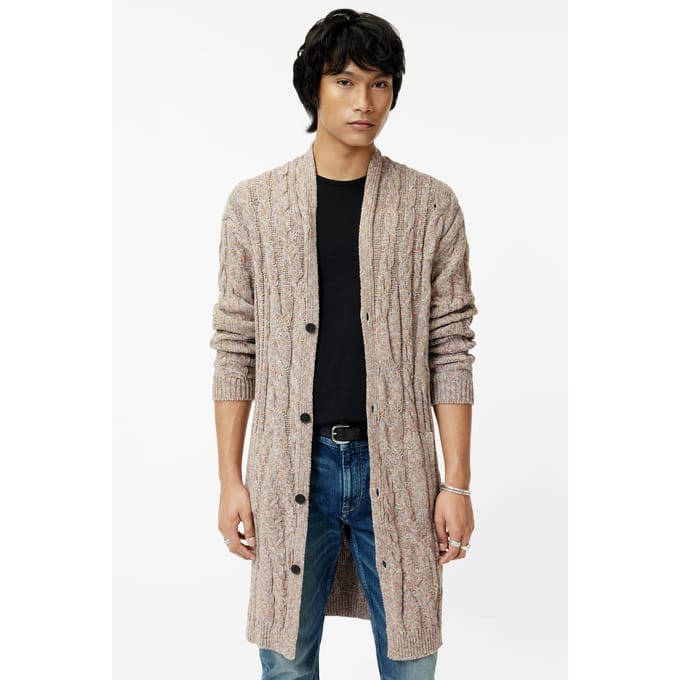 John Varvatos Marras Easy Fit Cardigan With Multi Cabl Wisteria Größe: M | Cardigans Outlet | Herren | Violett