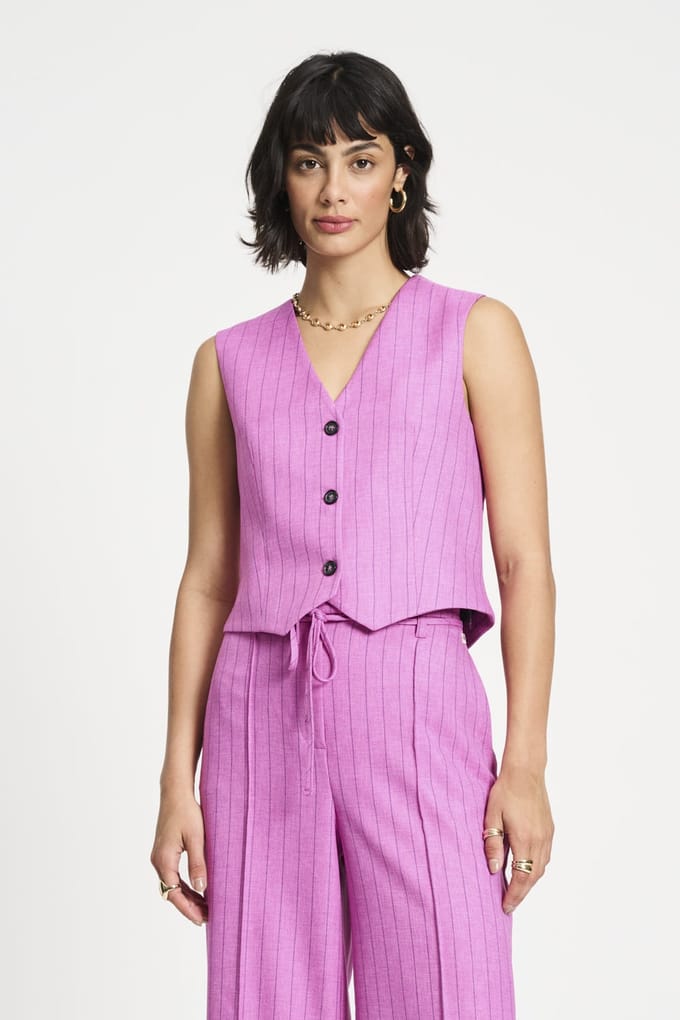 POM Amsterdam Gilet - Rose Doux Striped Taglia: 44 | Gilet Outlet | Donna | Rosa