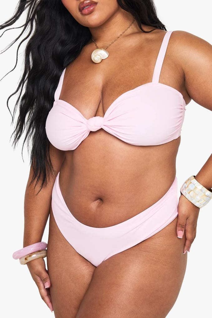 boohoo Dames Plus Geknoopte Bikini | Pink | Maat: 24