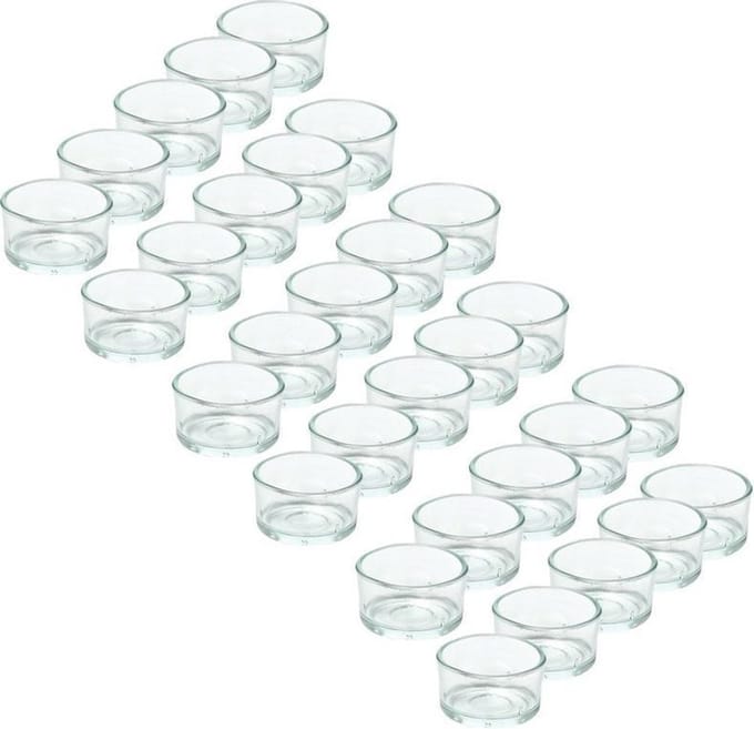 Trend Candles theelichthouder - 30x - glas - transparant - 4x3 cm - waxinelicht