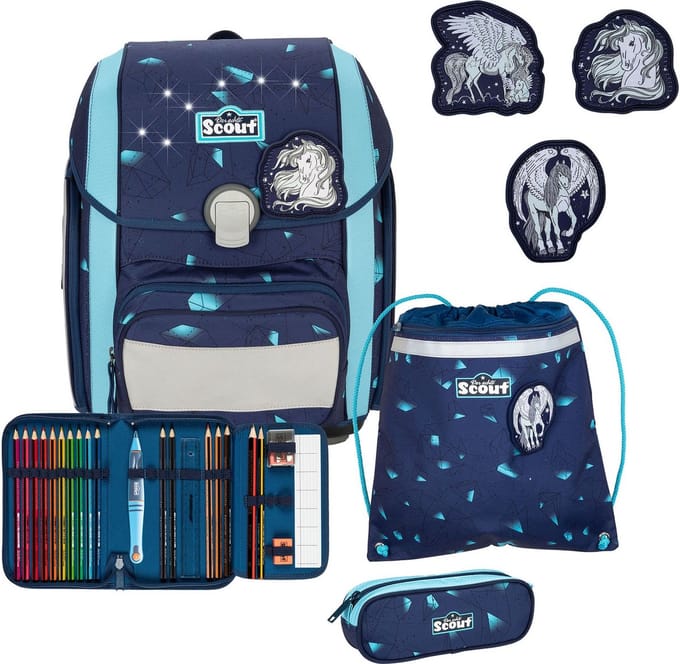 Scout Schooltas LED Genius Set 4-delig Pegasus Donkerblauw