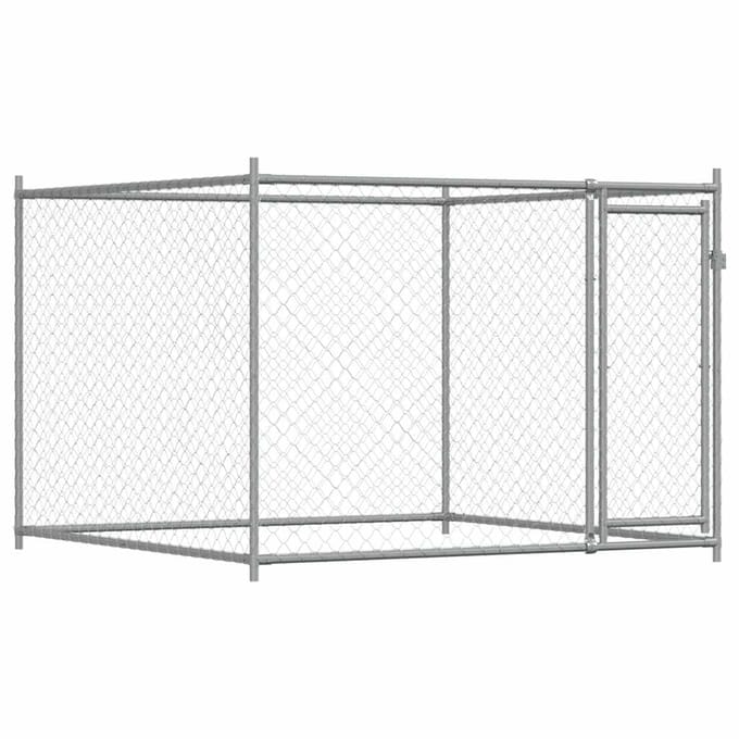 vidaXL - Hondenhok - met - deur - 2x2x1,5 - m - gegalvaniseerd - staal - grijs