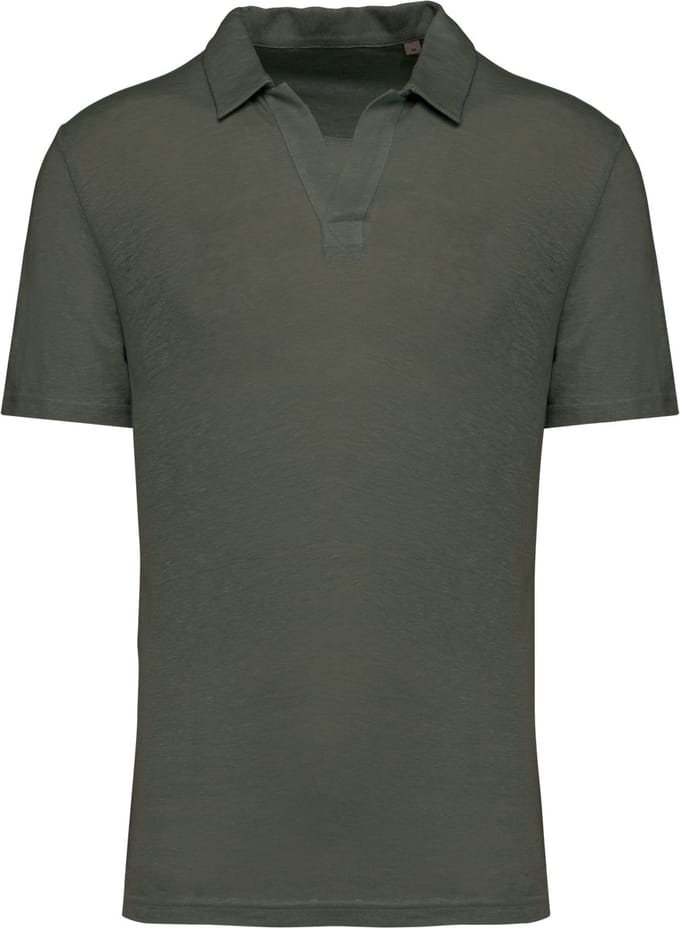 Spasso Linnen herenpolo SP220 - Organic khaki - S