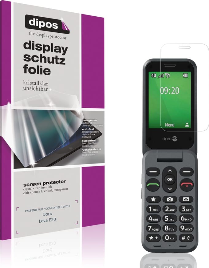dipos – 4x Beschermfolie geschikt voor Doro Leva E20 | Krasbestendige & heldere Screenprotector Ultra-Thin