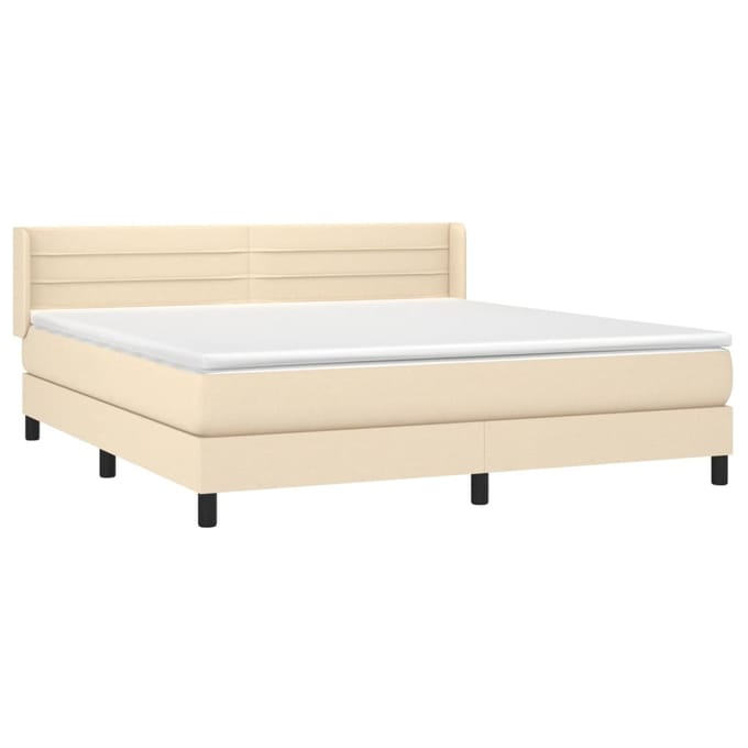 vidaXL - Boxspring - met - matras - stof - crèmekleurig - 180x200 - cm
