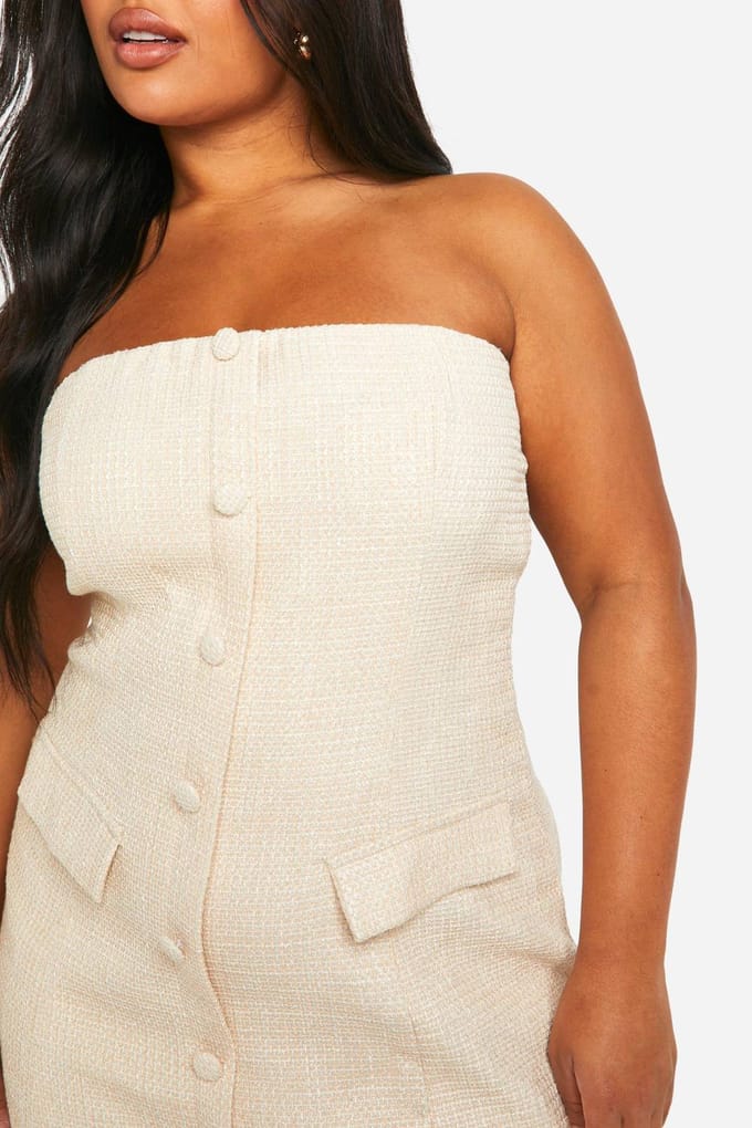 boohoo Dames Plus Boucle Mini Shift Jurk | Steen | Maat: 52