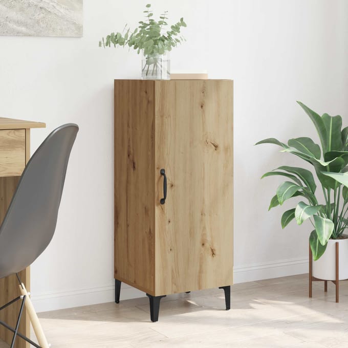 vidaXL - Dressoir - Artisan - Eiken - 34,5 - x - 34 - x - 90 - cm - Bewerkt - hout