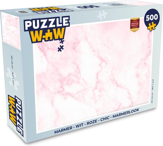 Puzzel Marmer - Wit - Roze - Chic - Marmerlook - Legpuzzel - Puzzel 500 stukjes