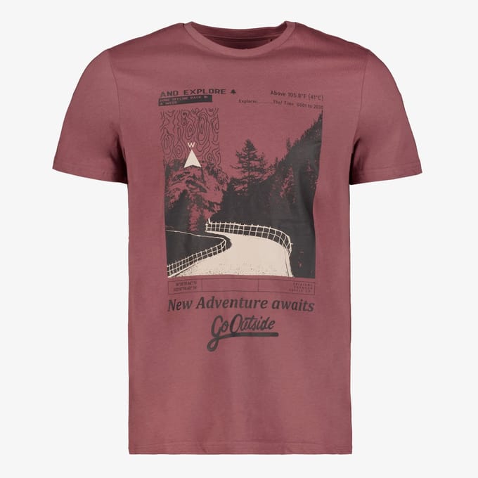 Unsigned heren T-shirt met opdruk bruin - Maat 3XL