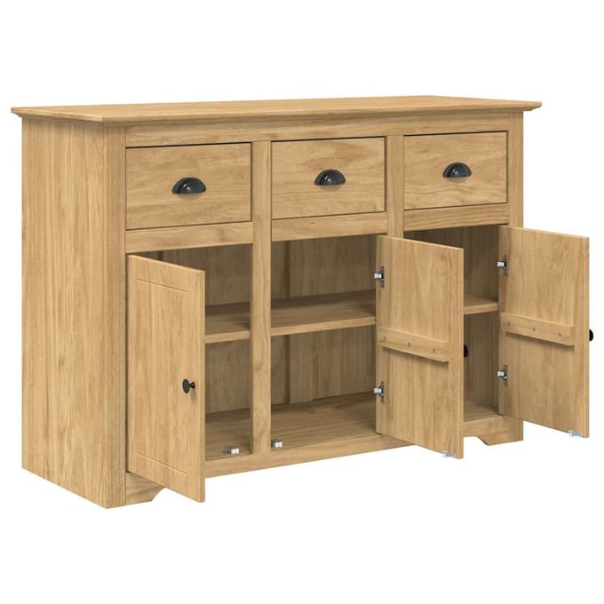 vidaXL - Dressoir - BODO - Honing - bruin - 115,5 - x - 44 - x - 80 - cm - Bewerkt - hout