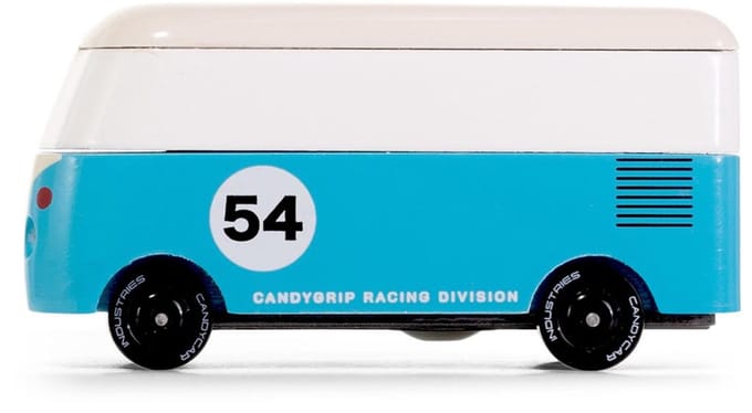 Candylab speelgoedauto - VW T1 busje blauw - Candycar World.