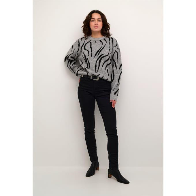 Kaffe Trui Kabillie Knit Pullover 10509148 106537 Grey Melange/black Dames Maat - L