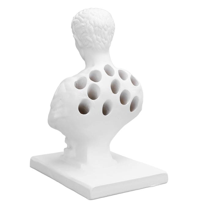 Buste Standbeeld Penhouder Multifunctioneel Hars Grappig Sculptuur Potloodhouder voor Kantoor Thuis white