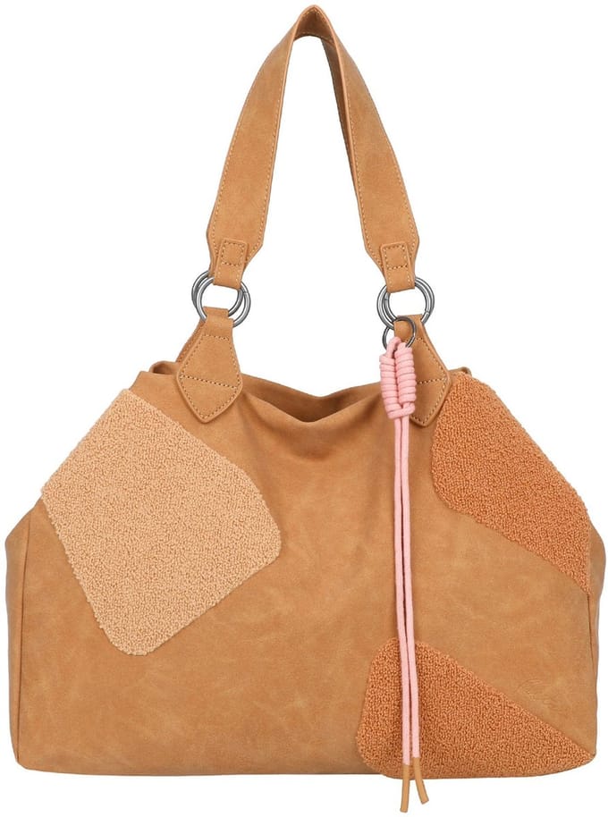 Fritzi aus Preußen shopper schoudertas Izzy Medium Limited Happy Flocked Soft Chestnut Lichtbruin