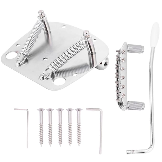 Trémolo Vibrato ?Jeu de chevalets et cordiers pour guitare Mustang white