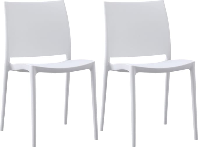 CLP Meton Set van 2 Tuinstoelen - Stapelbaar - Onderhoudsvriendelijk - Weerbestendig - wit