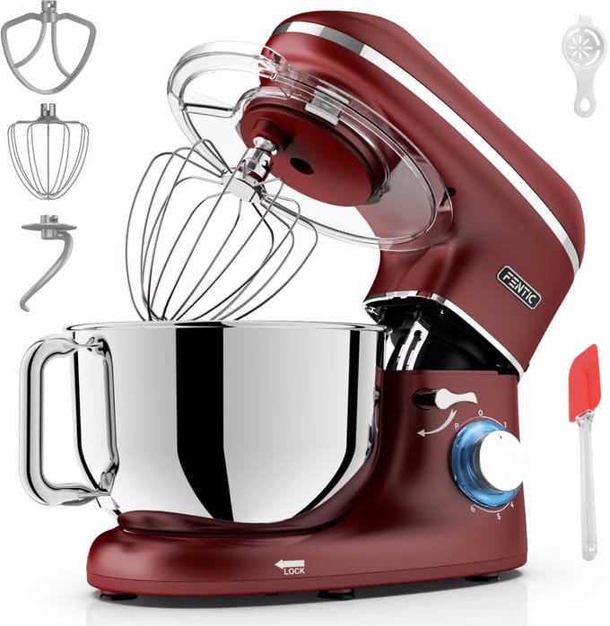 Fentic Keukenmachine – 2000W – Keukenrobot - Foodprocessor - 6,2L Mengkom – Incl. extra Accessoires – Rood