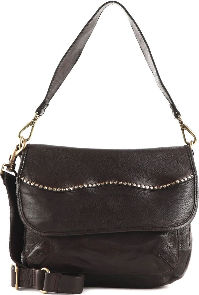 CAMPOMAGGI Leren Schoudertas Diana Shoulder Bag Moro Donkerbruin