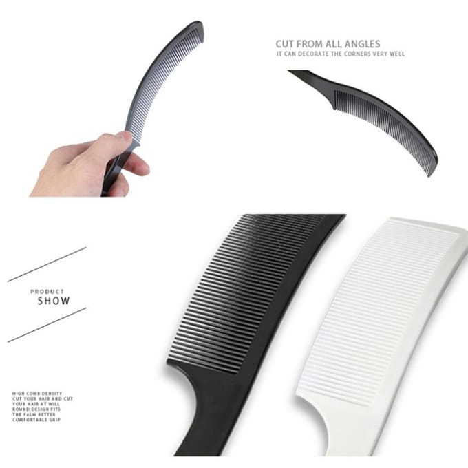 Professionele Salon Gebogen Kapperskam Flat Top Haarknipkam zwart