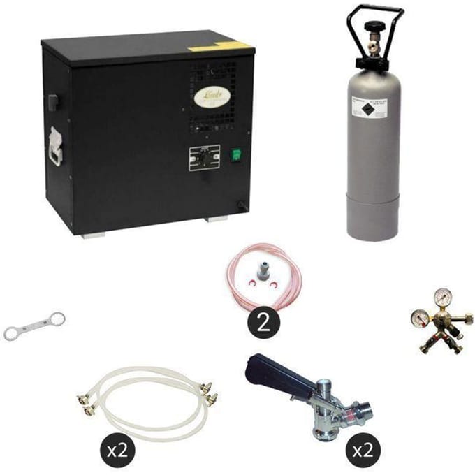 Bierwaterkoeler, AS-40, 2-kraans, Waterkoeler - Biertap, Beertender, Thuistap, Bierkoeler, Type S, zonder