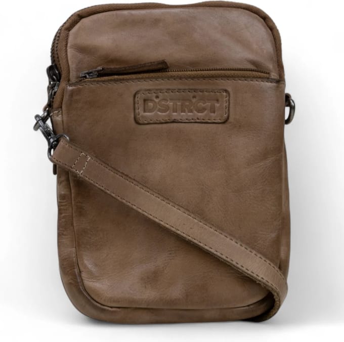 telefoontas/schoudertas- taupe- leer- DSTRCT-