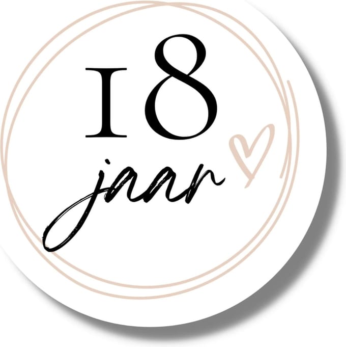 Stickers 18 Jaar - Verjaardag Uitnodiging Sluitstickers - Beige Wit - 4 cm - 20 stuks