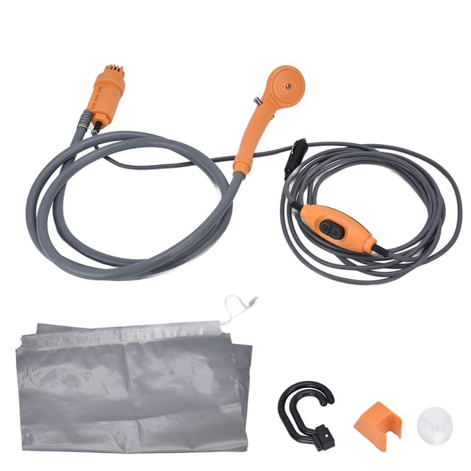 Campingdouche DC12V Draagbaar Hoge Flexibiliteit Duurzaam Plastic Rubber Ergonomisch Ontwerp Eenvoudig gray