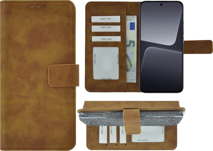MoDo hoesje Geschikt voor Xiaomi 13 - Kunstleer Book Case - Bruin