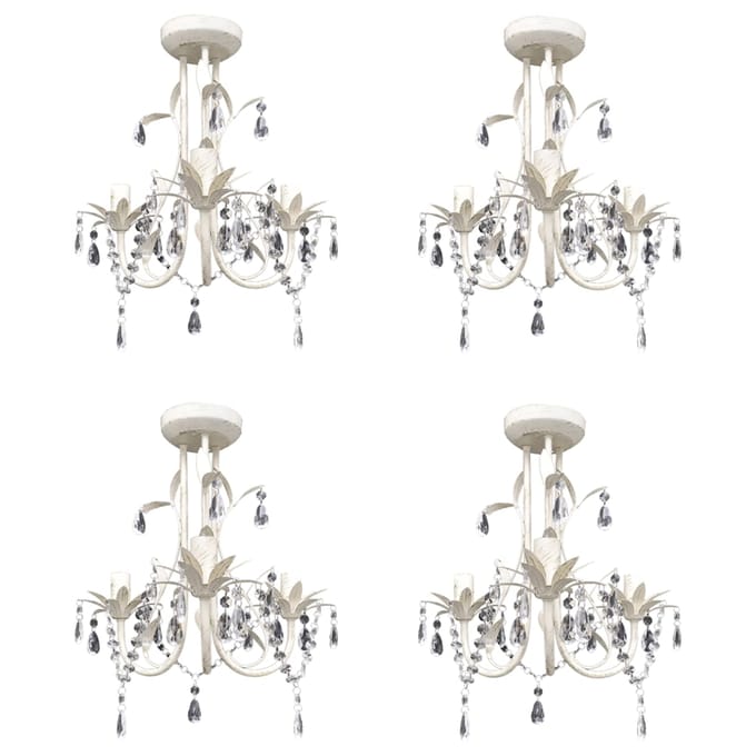 vidaXL - Kroonluchters - kristal - 4 - st - elegant - wit