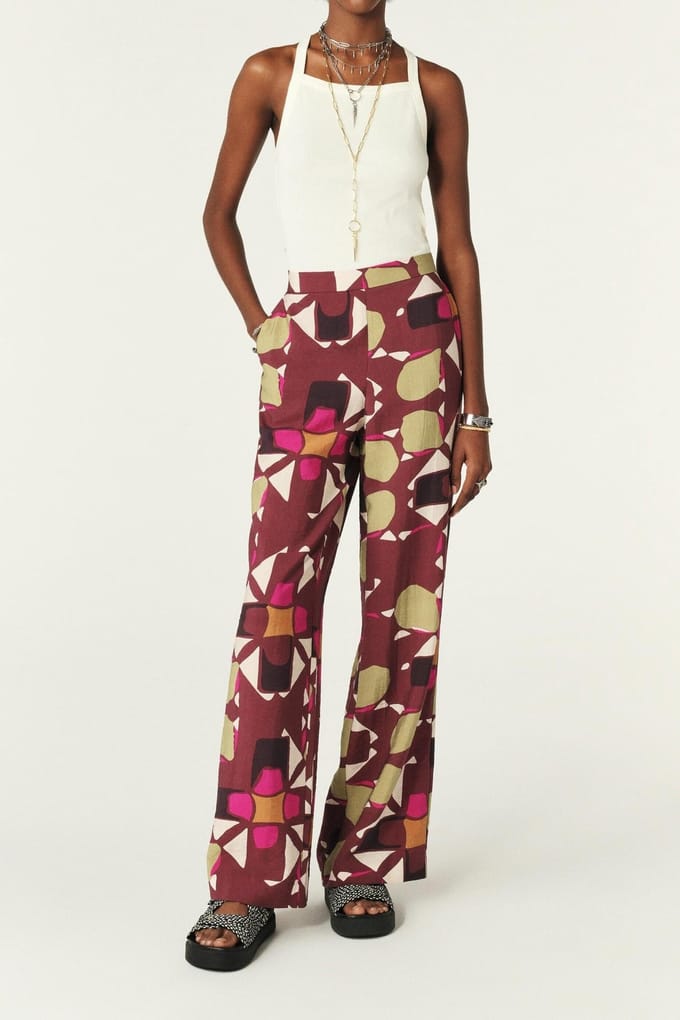 BA&SH Pantalon Aaron Prune Maat: 34 | Wijde Broeken Outlet | Dames