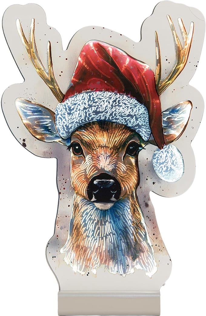 Clayre & Eef Kerst Infinity Spiegel Lamp Hert 16x5x25 cm Bruin Kunststof