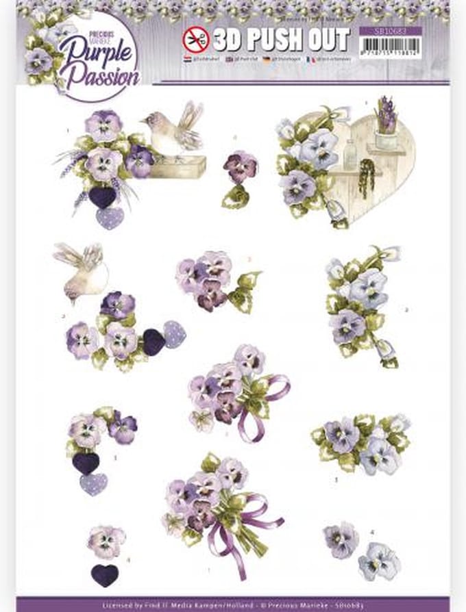 3D Push Out - Precious Marieke - Purple Passion - Purple Violets