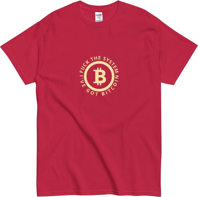 F*ck the System Bitcoin Tshirt - Dames Heren - Crypto Statement - Rood - L