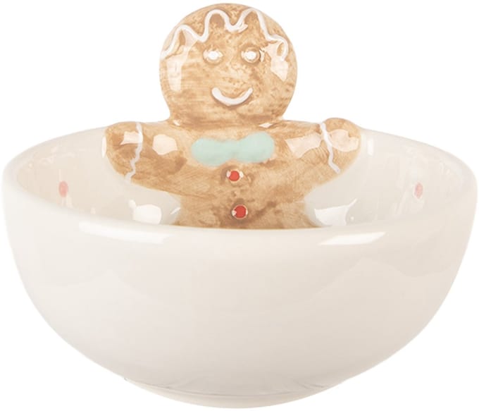 Clayre & Eef Decoratie schaal 250 ml Wit Bruin Keramiek