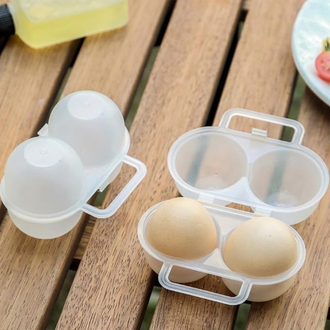 Draagbare eieropslagdoos 2 roosters Duurzame plastic eieropslagcontainer Bespaar ruimte Koelkast Eierdispenser met vaste handgreep white