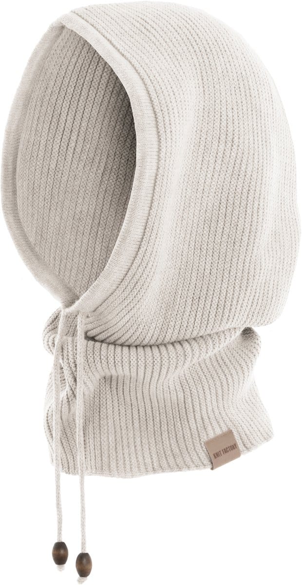 Knit Factory Evy Colsjaal met capuchon - Beige - One Size